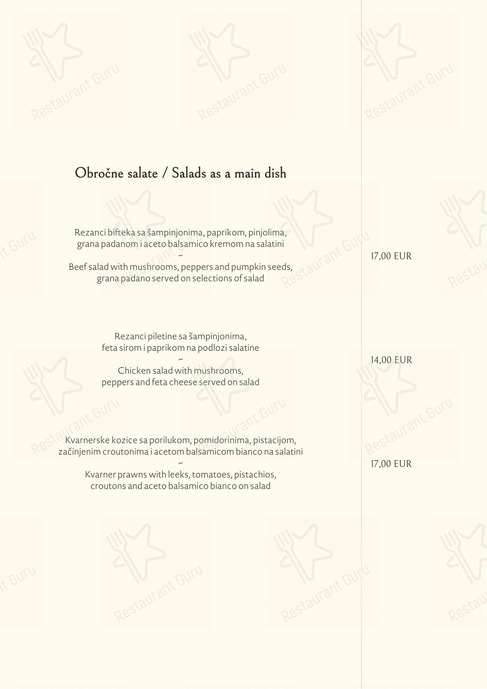 Menu per Roko in Abbazia