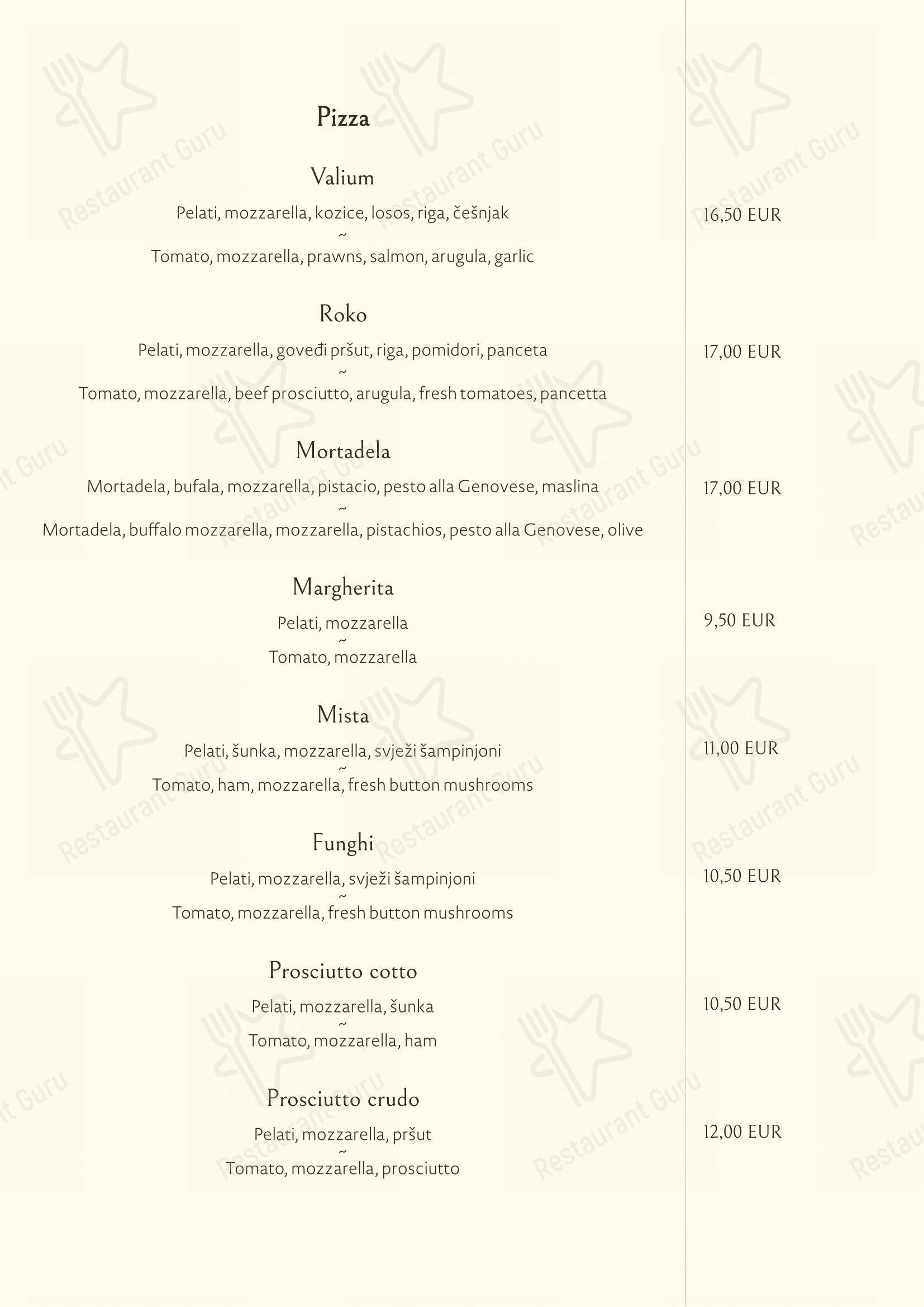 Menu bar per Roko ristorante