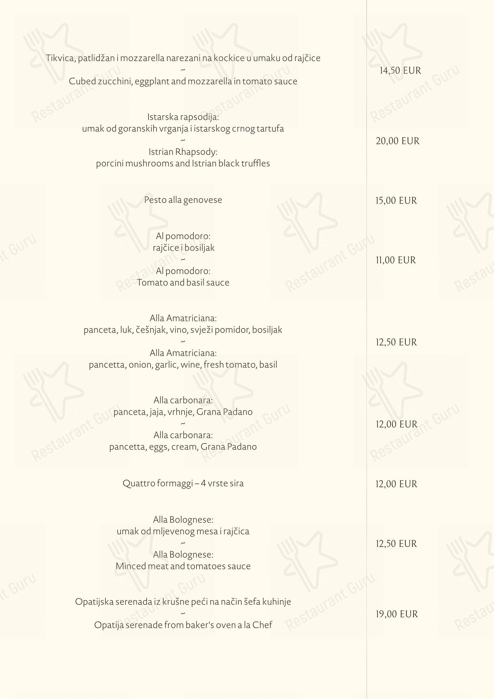 Menu bar per Roko in Abbazia