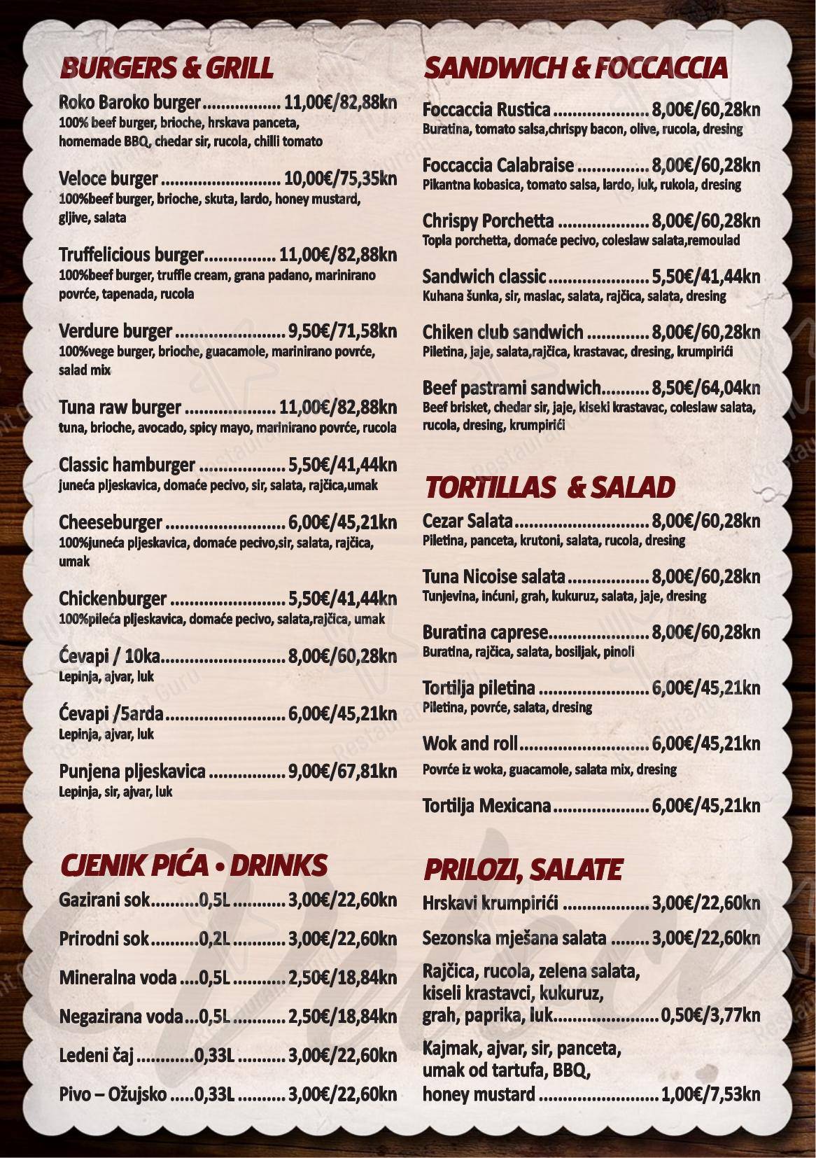 菜单 per Roko in Abbazia