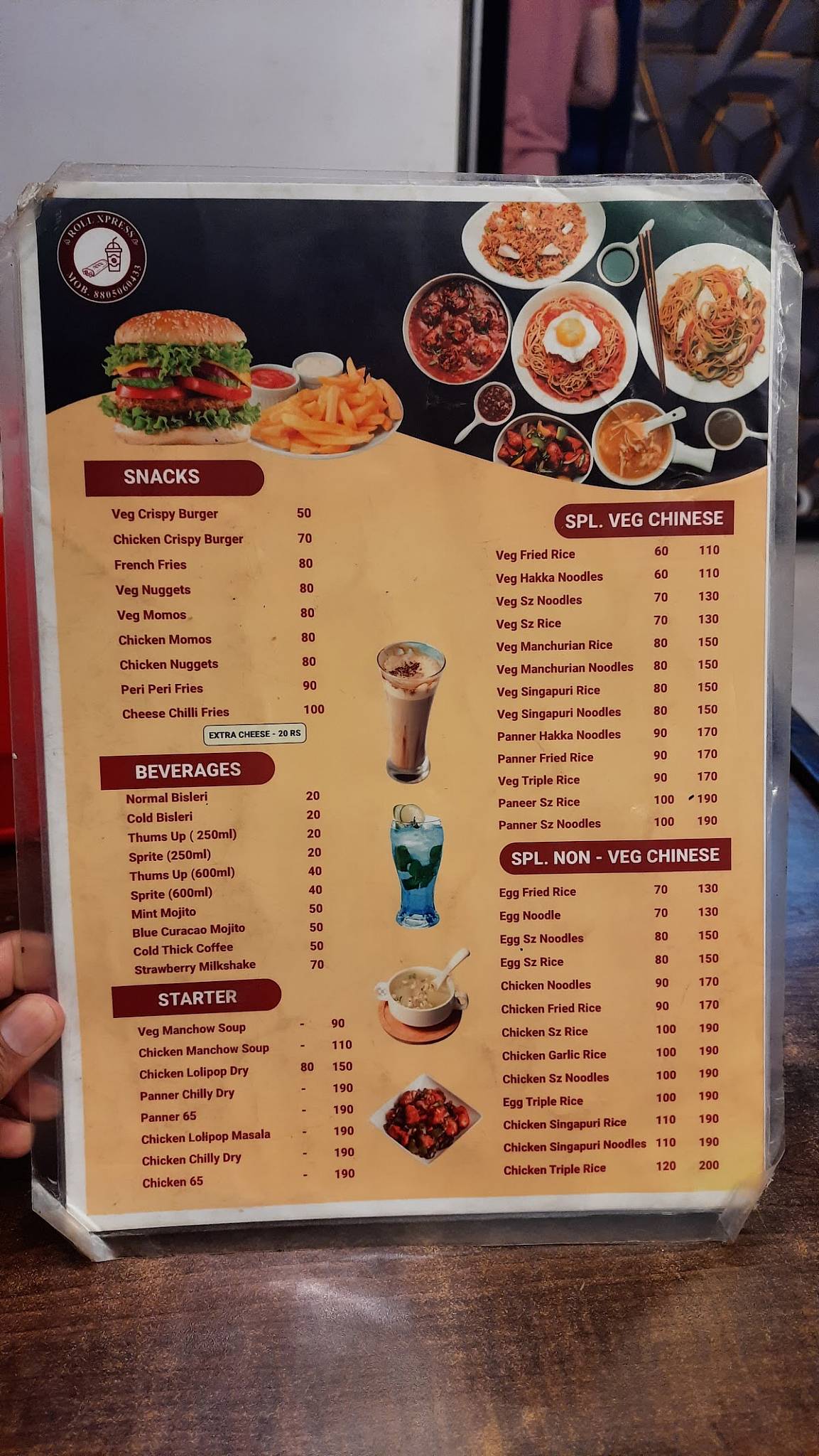 Roll Xpress menu