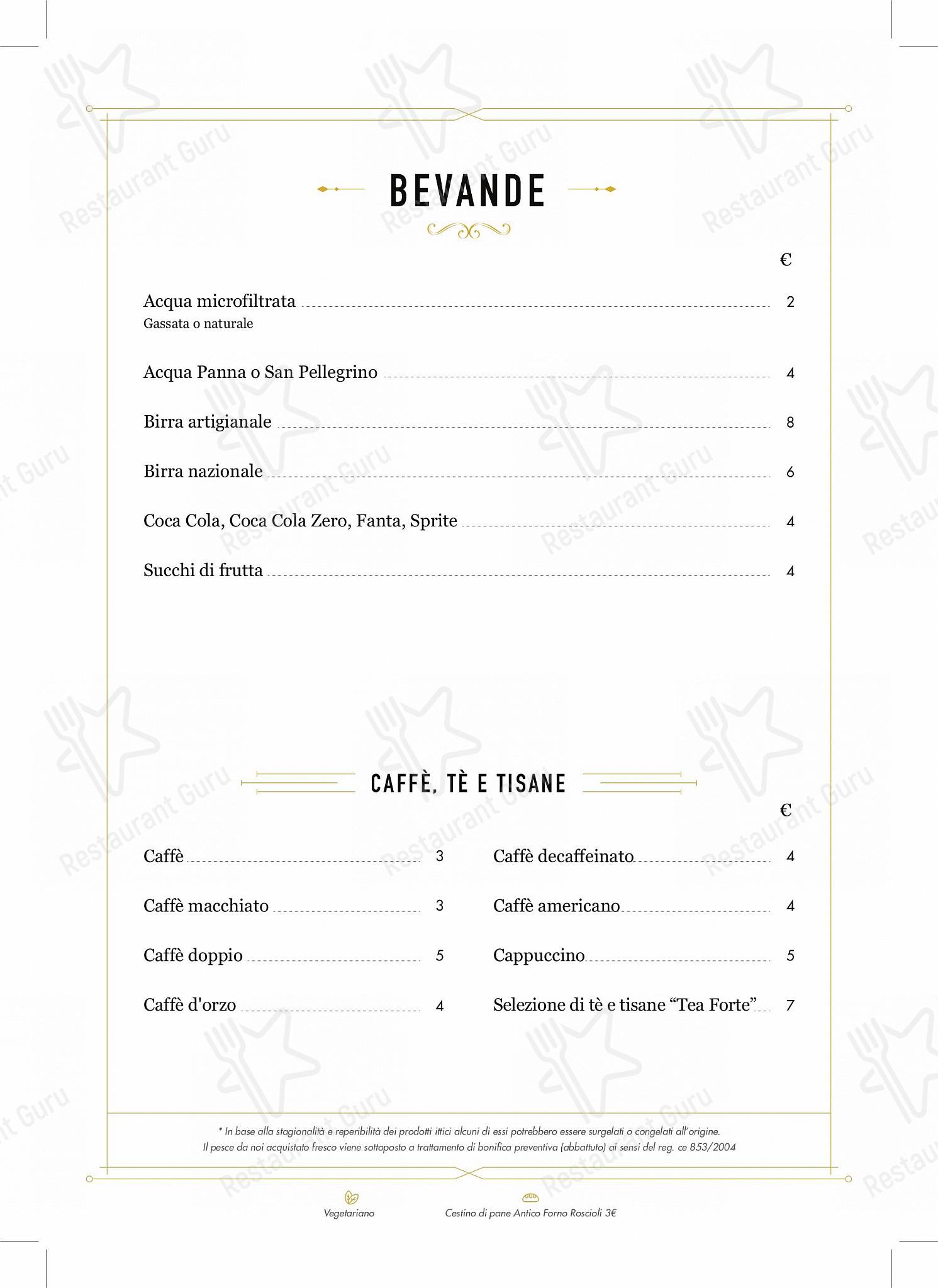 Menu di Ristorante Alfredo alla Scrofa - piatti e bevande