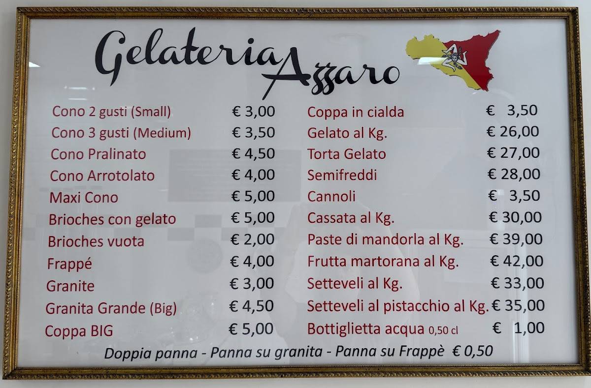 Menu de Gelateria Azzaro