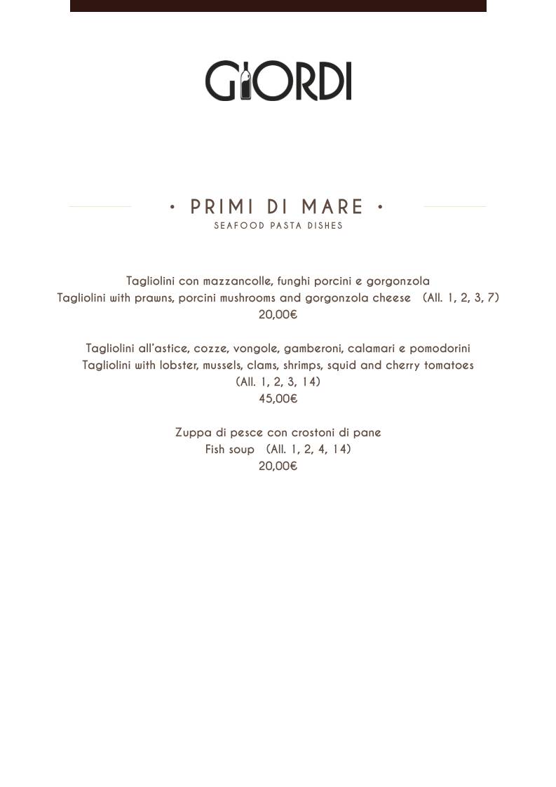 Menu di Giordi Ristorante 