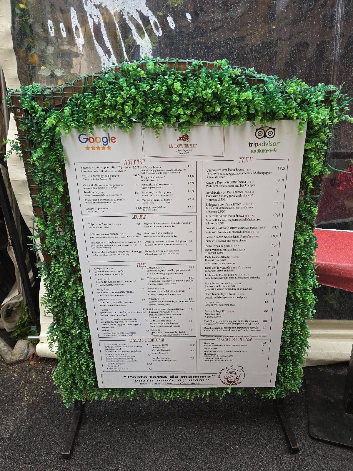 Menu di La Nuova Piazzetta 