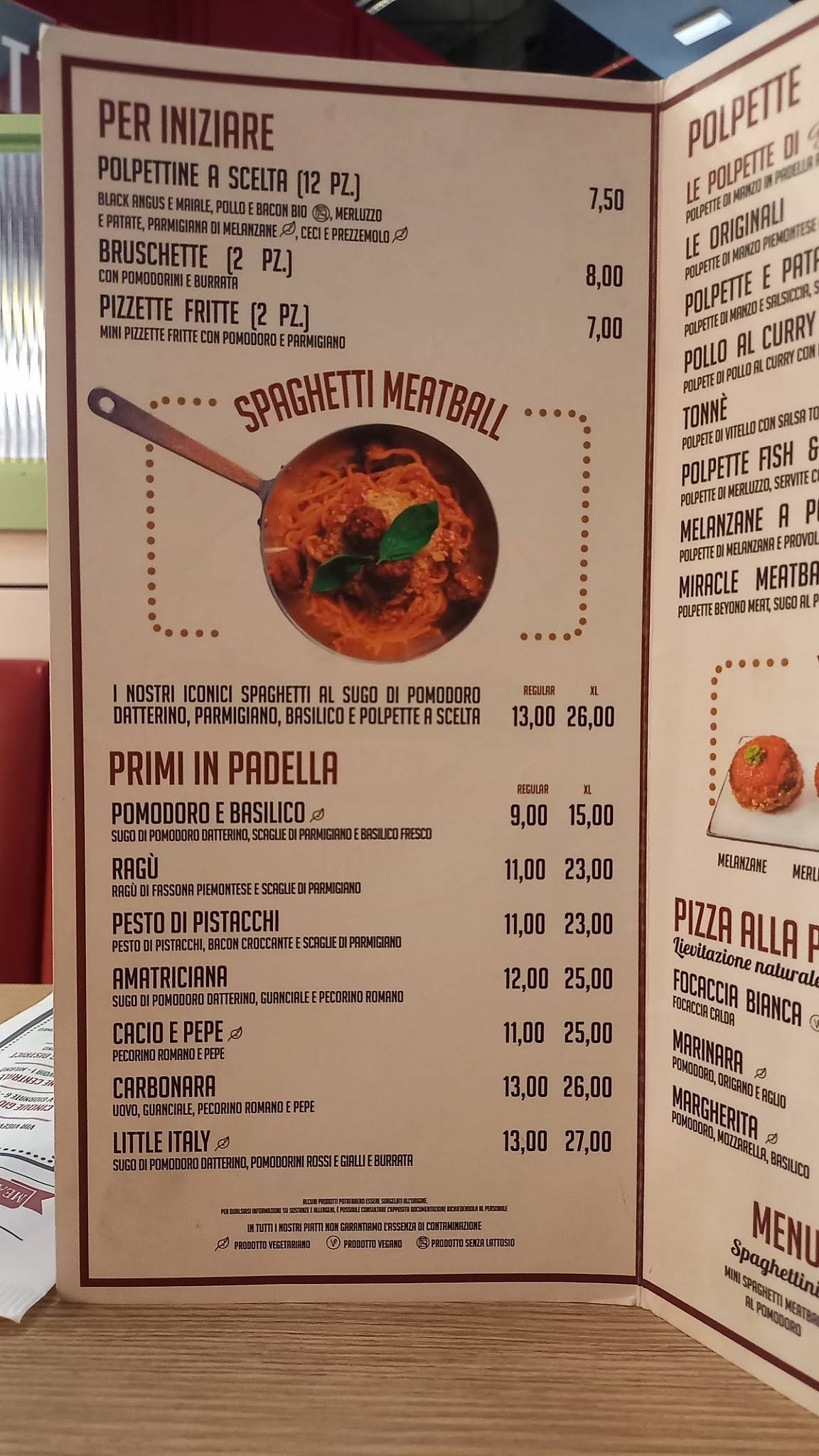 Menu di Meatball Family Centro Commerciale ROMAEST 
