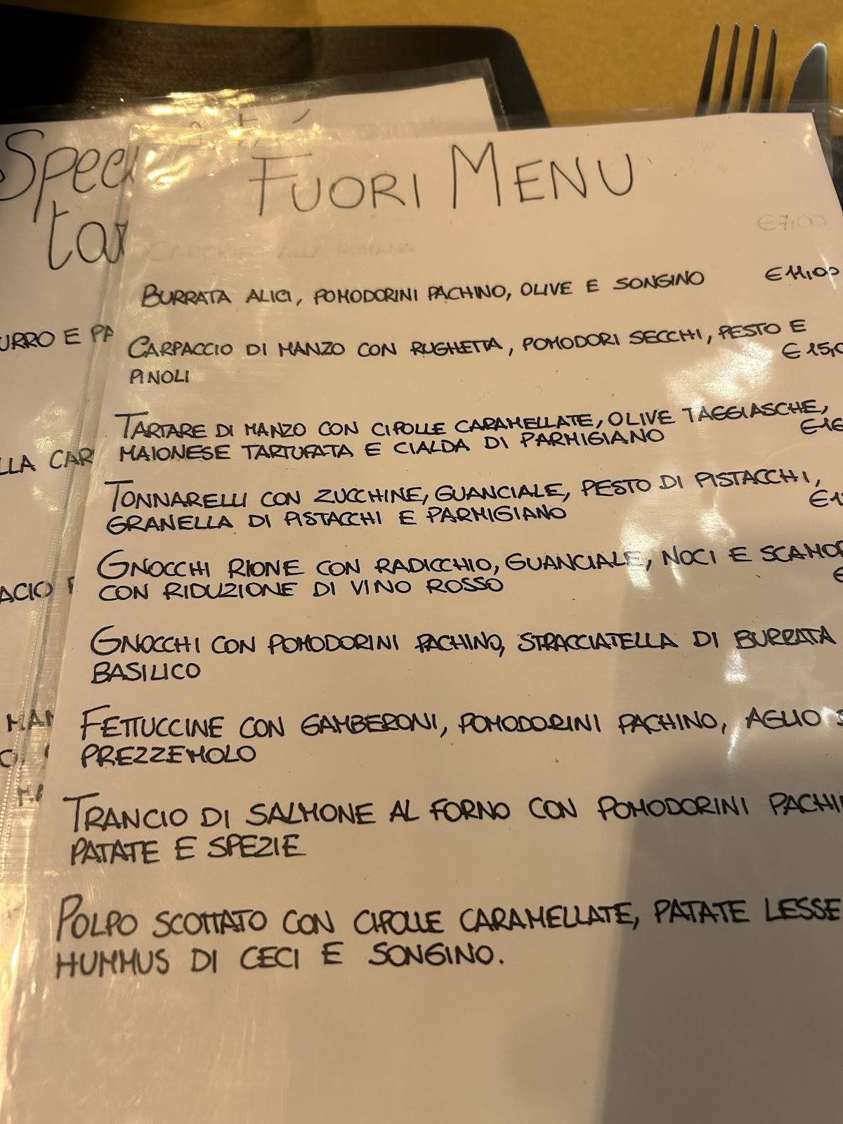 Menu di Rione XIV Bistrot 