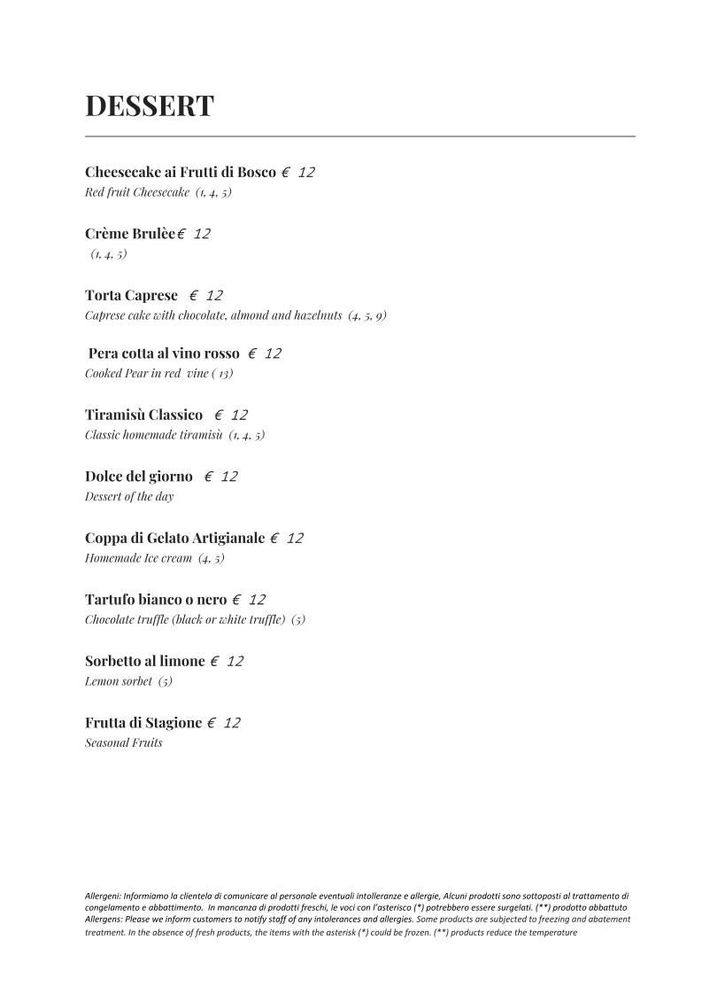 Menu di Ristorante Cotto - Dharma Group 