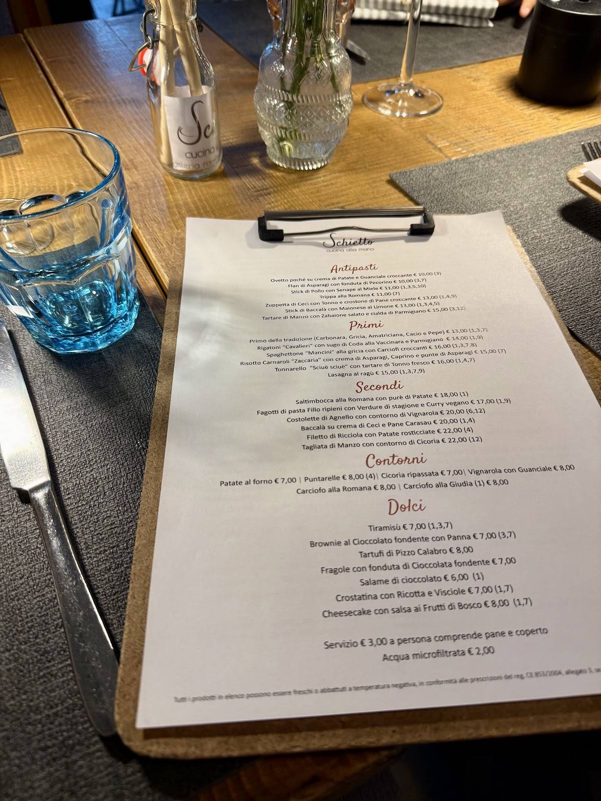 Menu di Schietto cucina alla mano 