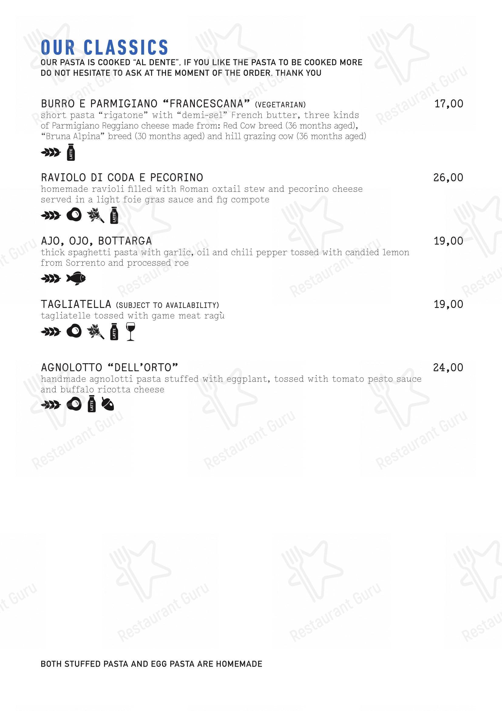 Menu pour Roscioli Salumeria con Cucina - 菜单