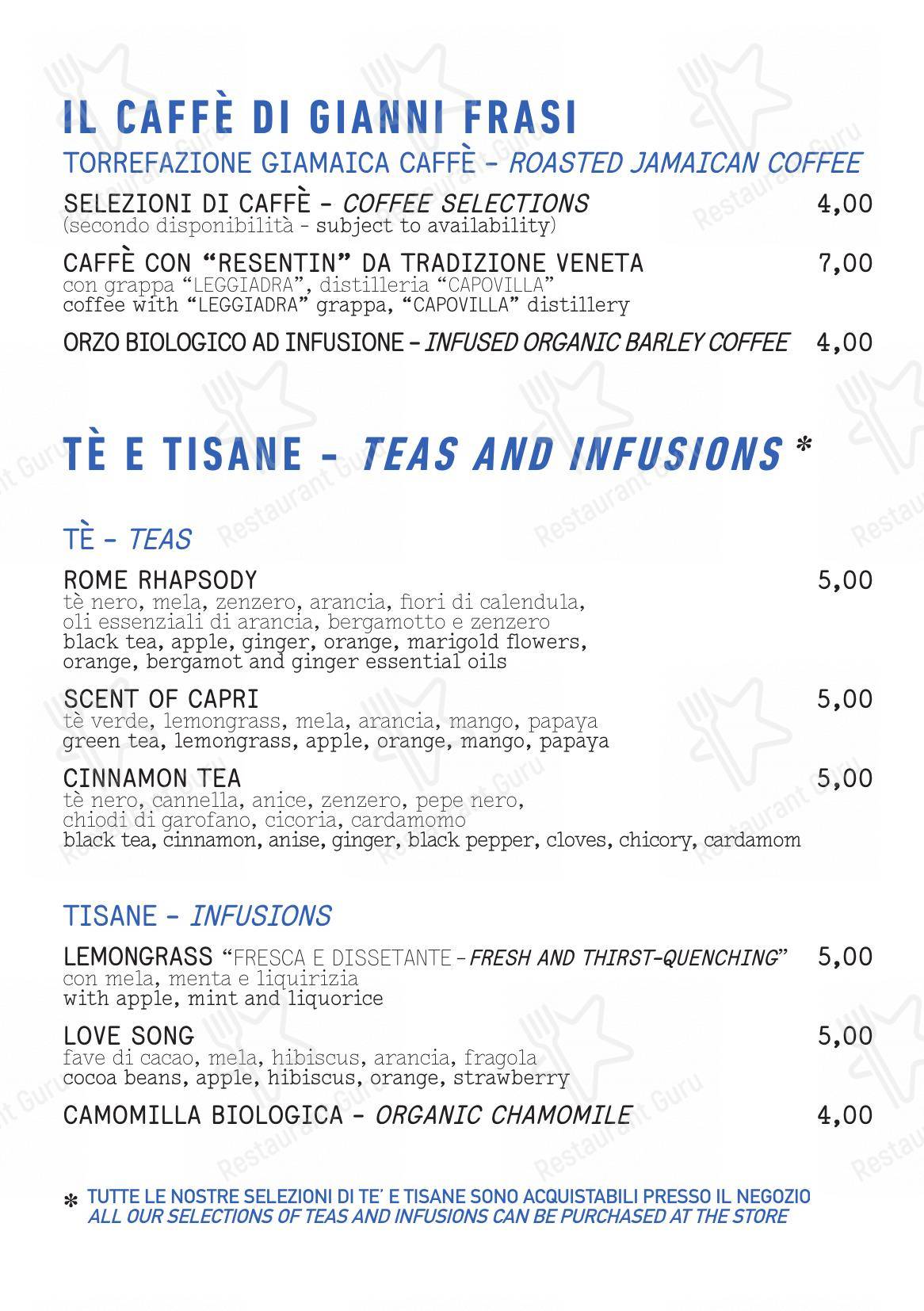 Menu pour Roscioli Salumeria con Cucina - Детское