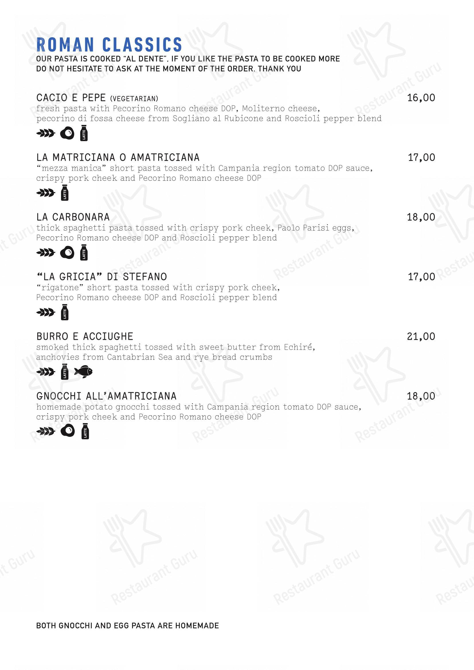 菜单 pour Roscioli Salumeria con Cucina restaurant