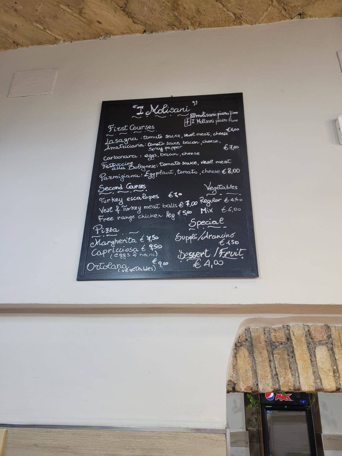 Menu di Rosticceria Pizzeria Tavola Calda I Molisani 