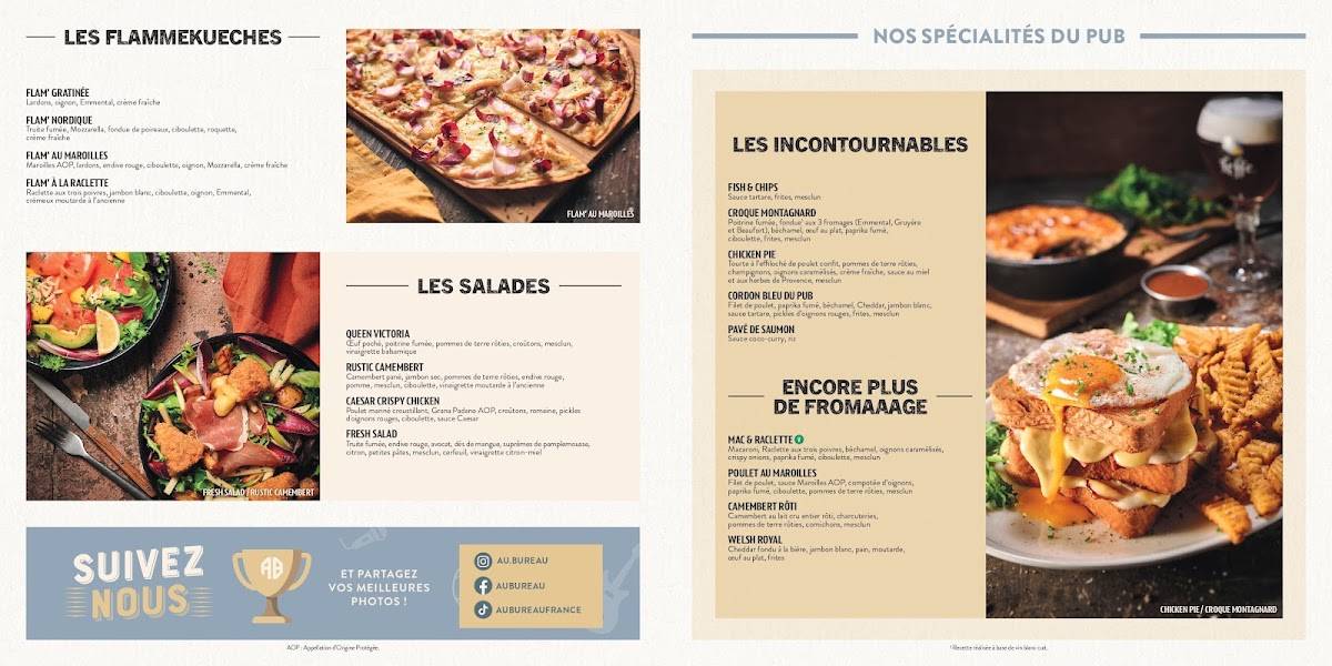 Menu de Au Bureau