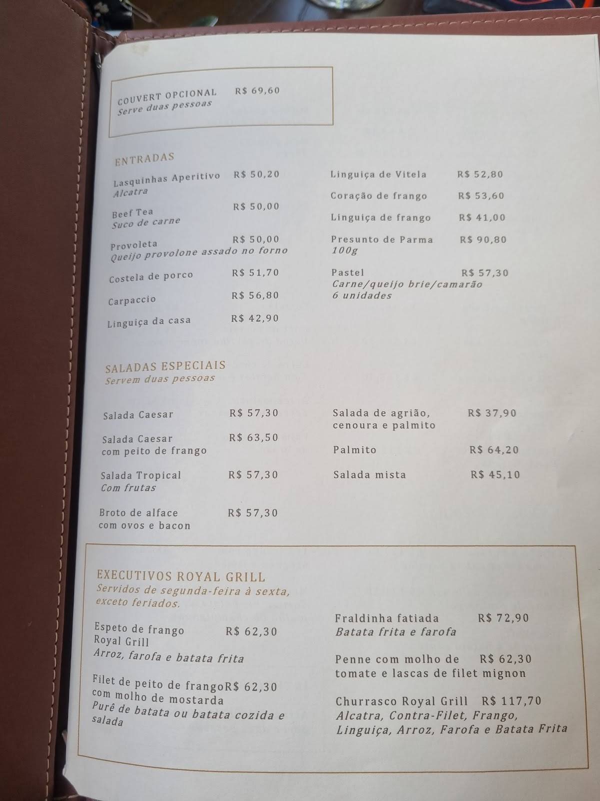 Royal Grill cardápio