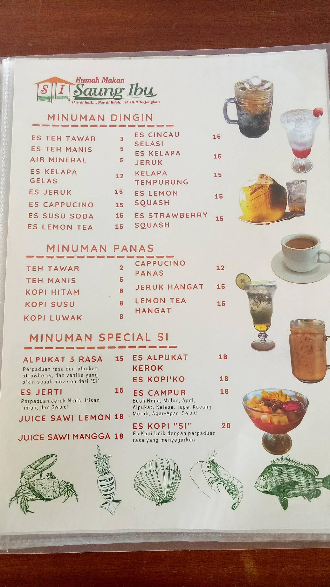 Menu At Rumah Makan Saung Ibu Restaurant Indonesia