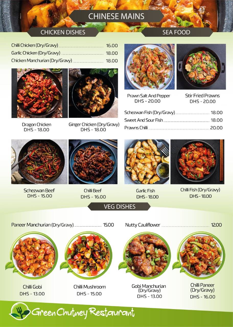 Menu at Green Chutney Restaurant, Ruwais