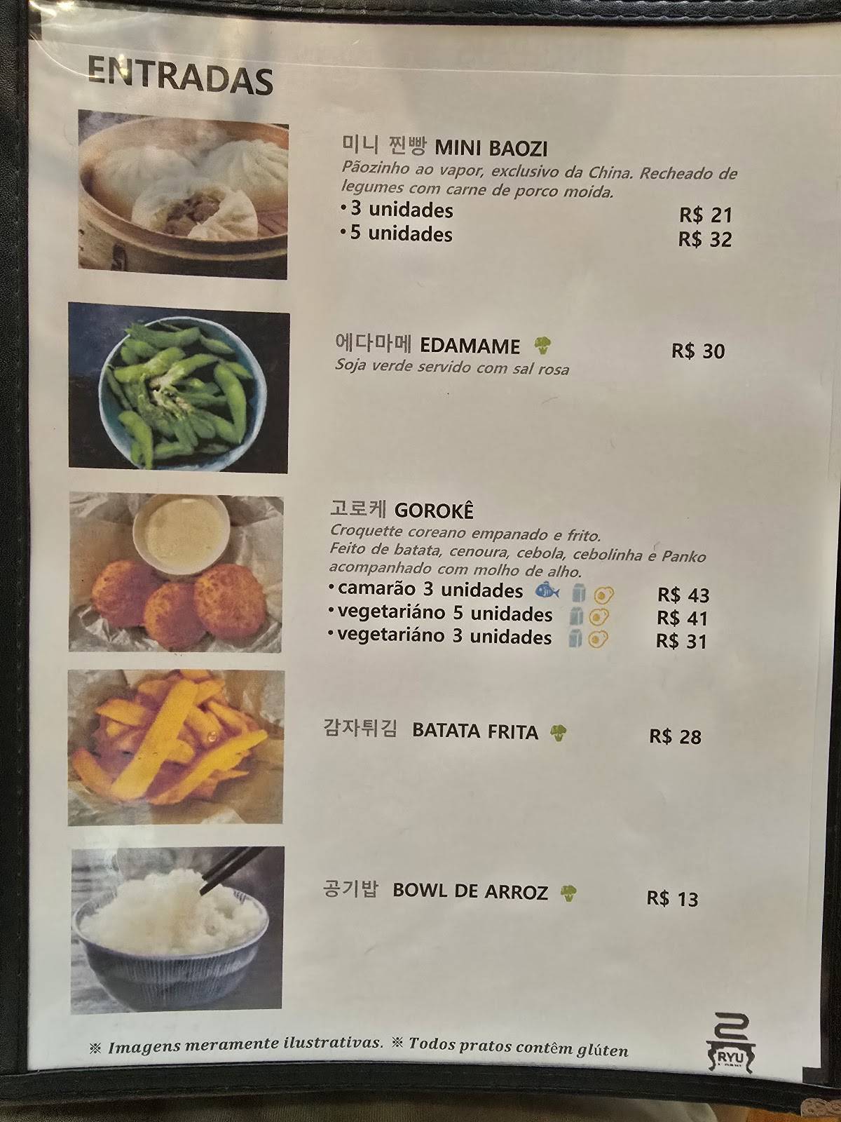 RYU restaurante cardápio