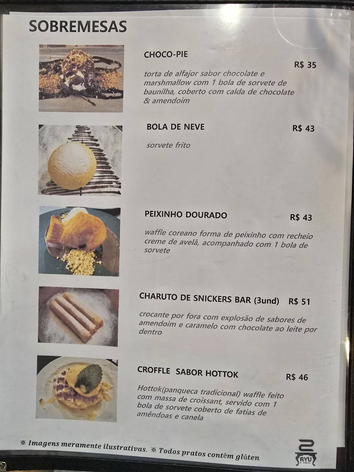 RYU restaurante cardápio