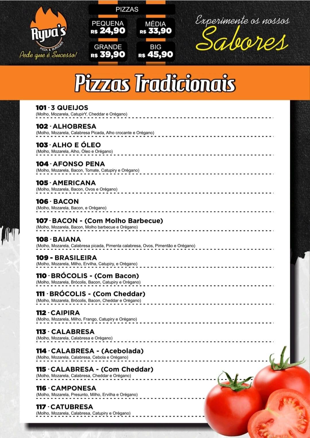 Ryva's Pizza & Burger cardápio