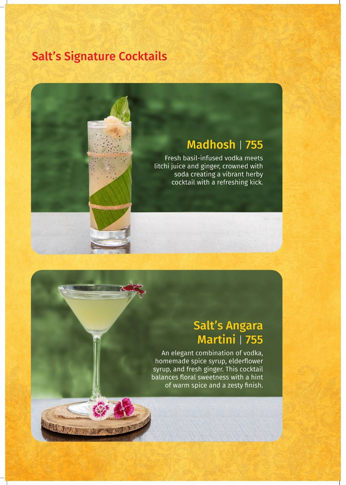 SALT - Indian Restaurant Bar & Grill menu