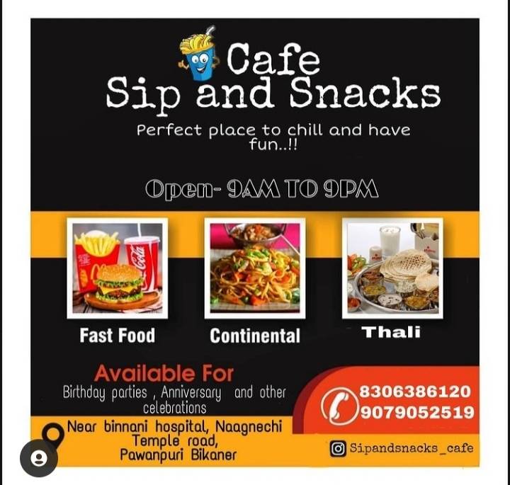 SIP & SNACKS CAFE menu