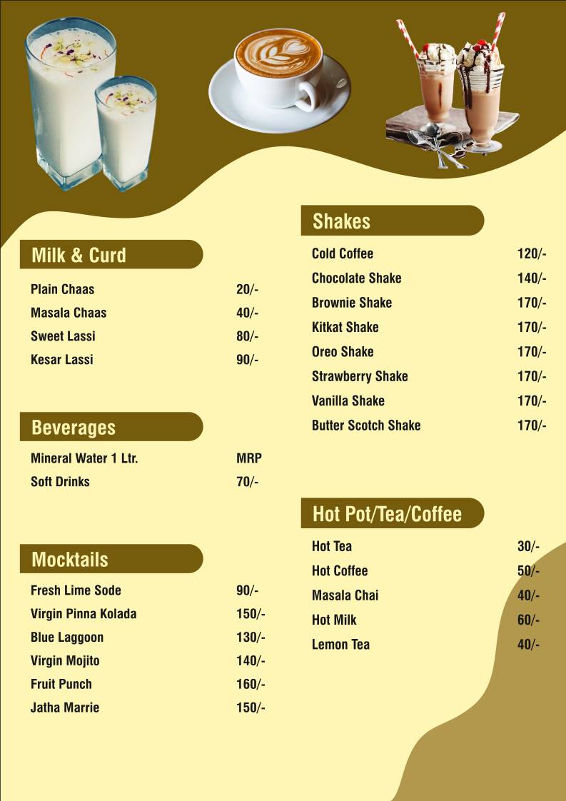 SKYROOF RESTRO UJJAIN menu