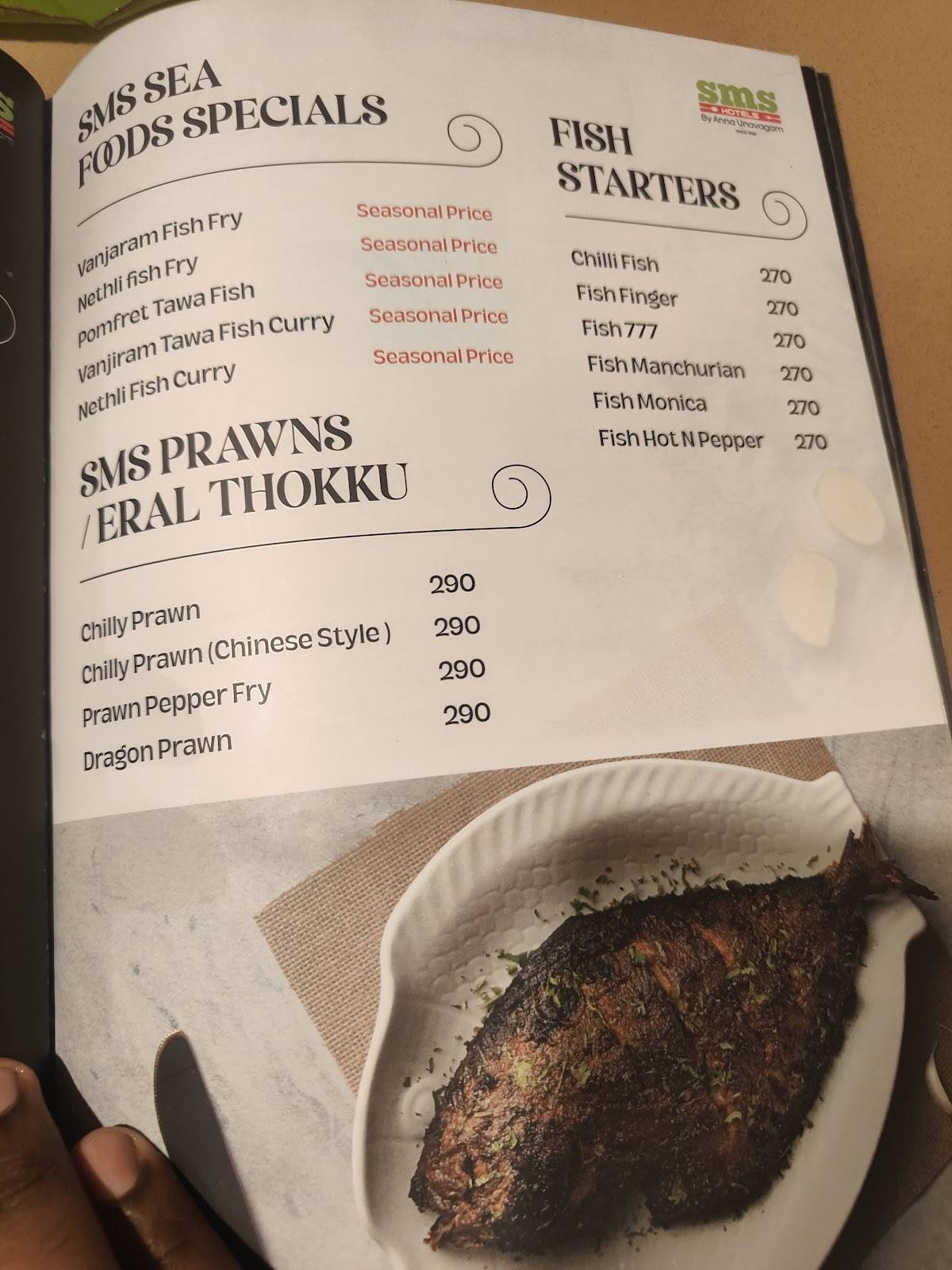 SMS HOTELS - Peelamedu menu