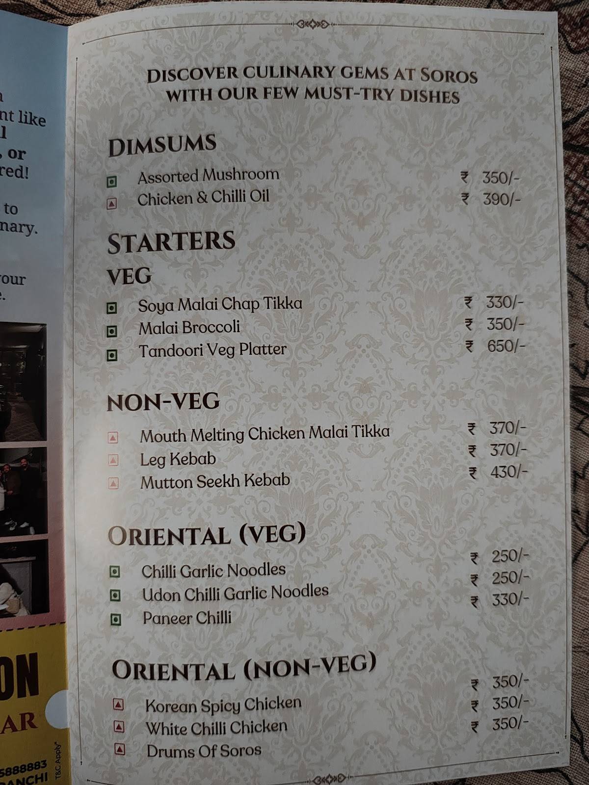 SOROS - Kitchen & Bar menu