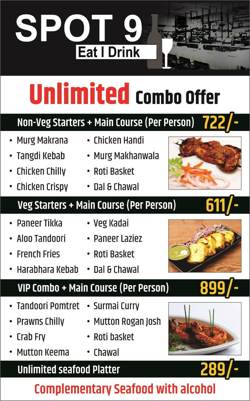 SPOT 9 - Family resto bar menu