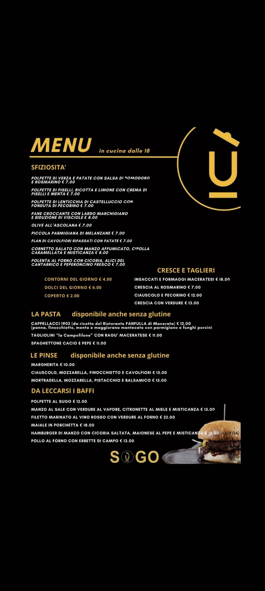 Menu di Sùgo Macerata 