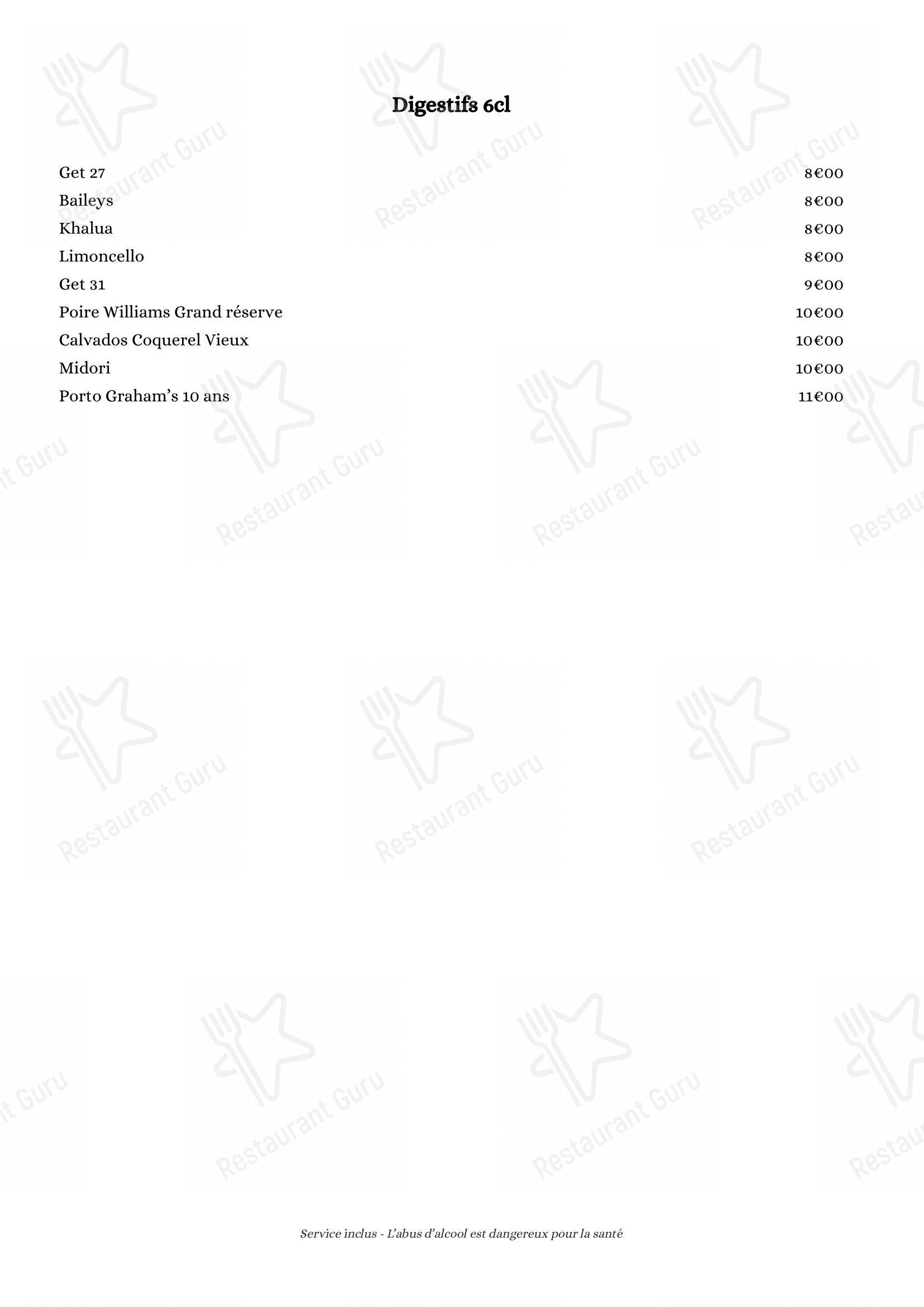 Menu bar pour SYA restaurant
