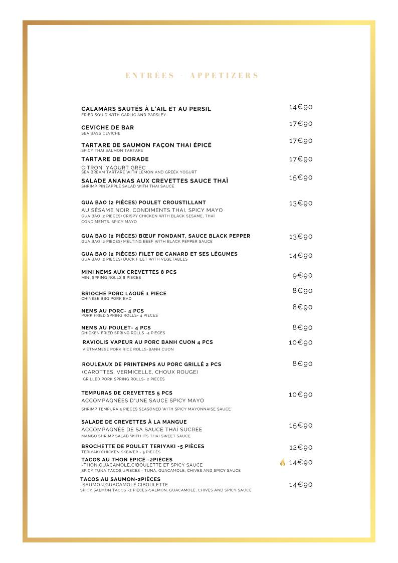 Menu de SYA