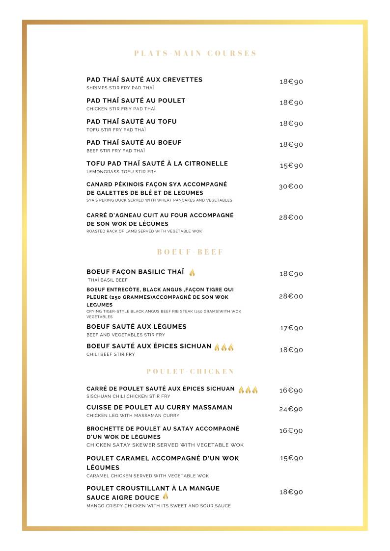 Menu de SYA