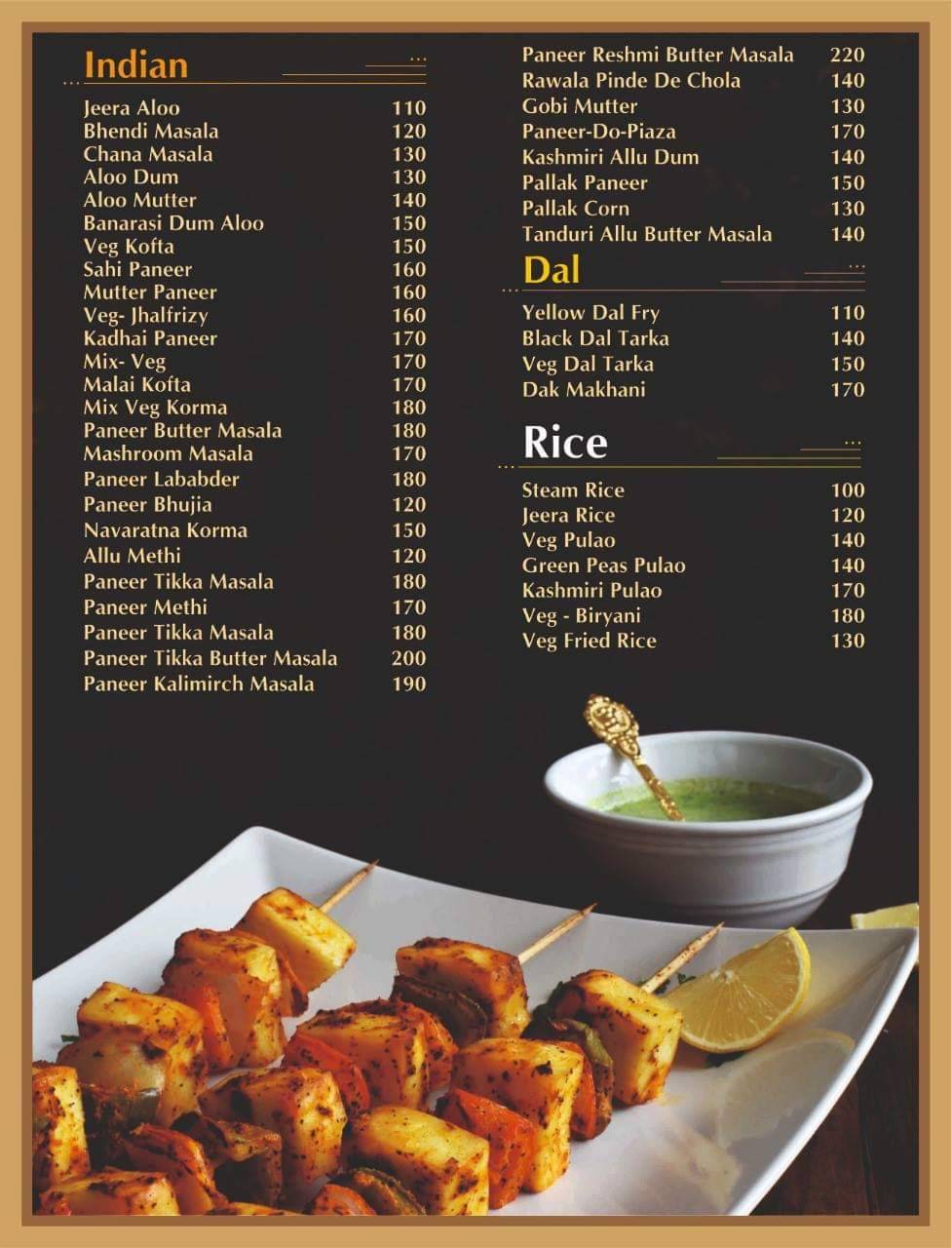 Sagar Raj restaurant menu