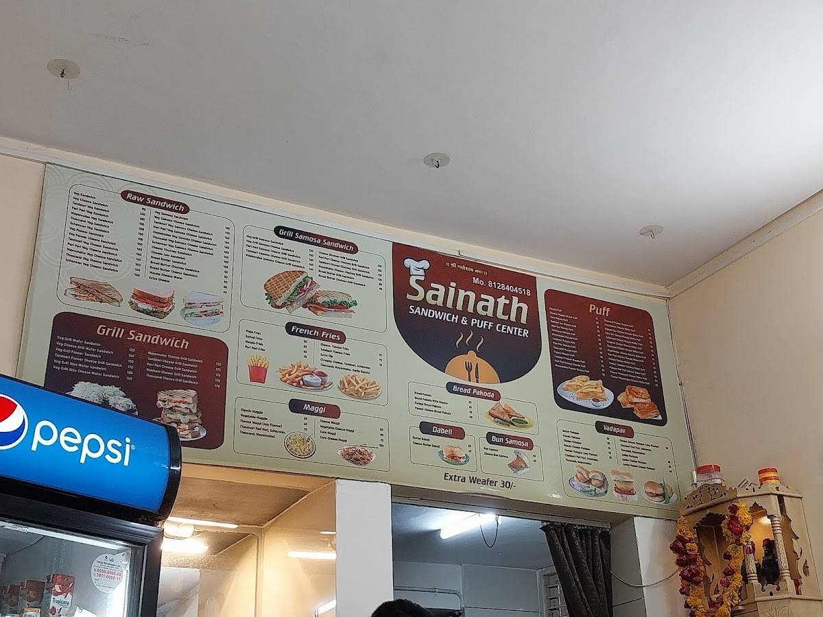 Sainath Sandwich & Puff Center menu