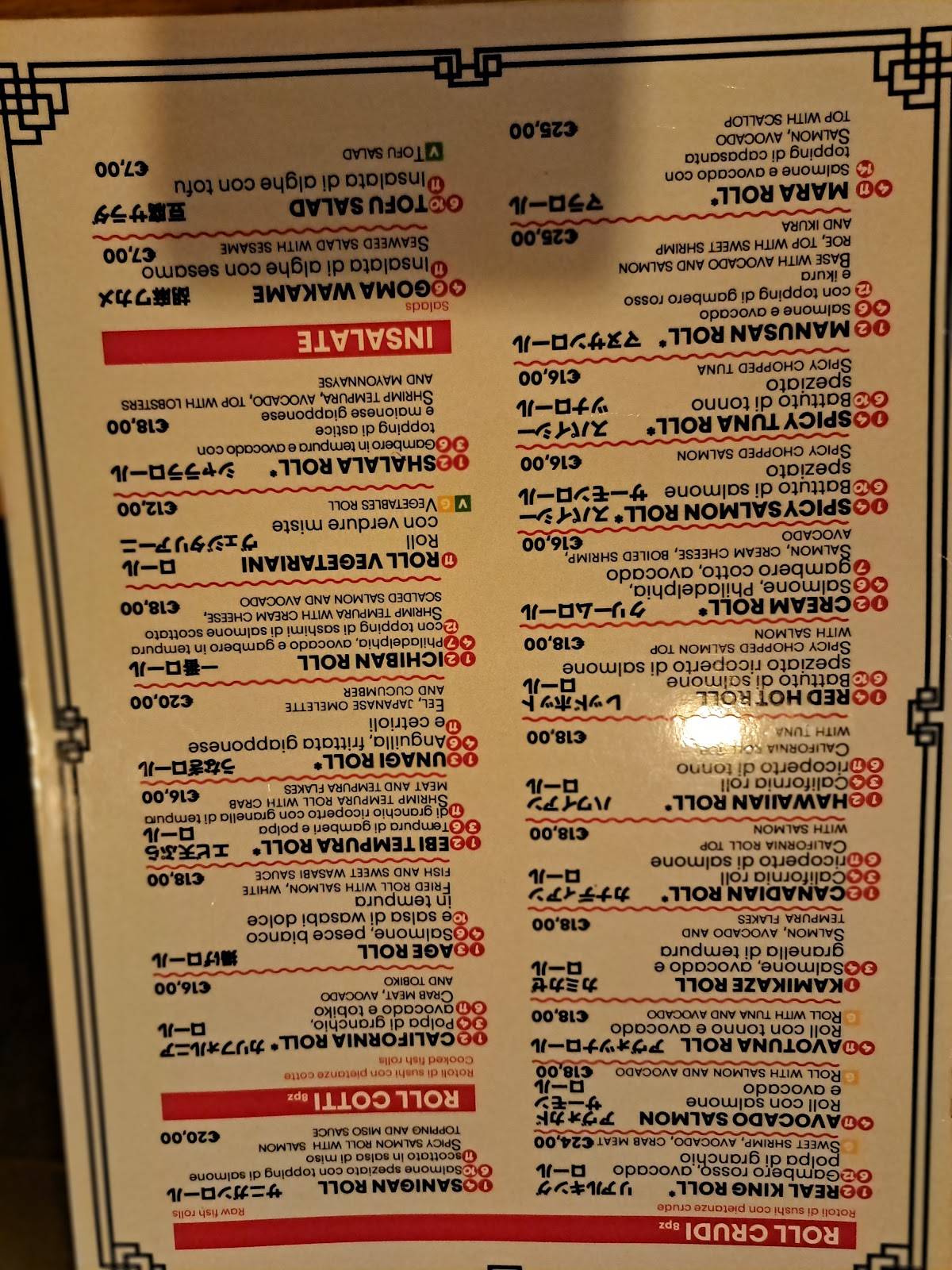 Menu di Sakana Sushi 