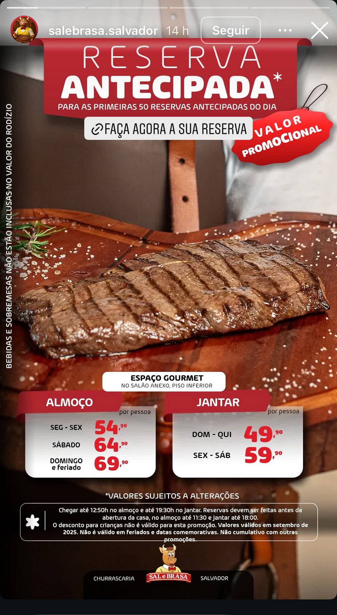 Churrascaria Sal e Brasa Salvador cardápio