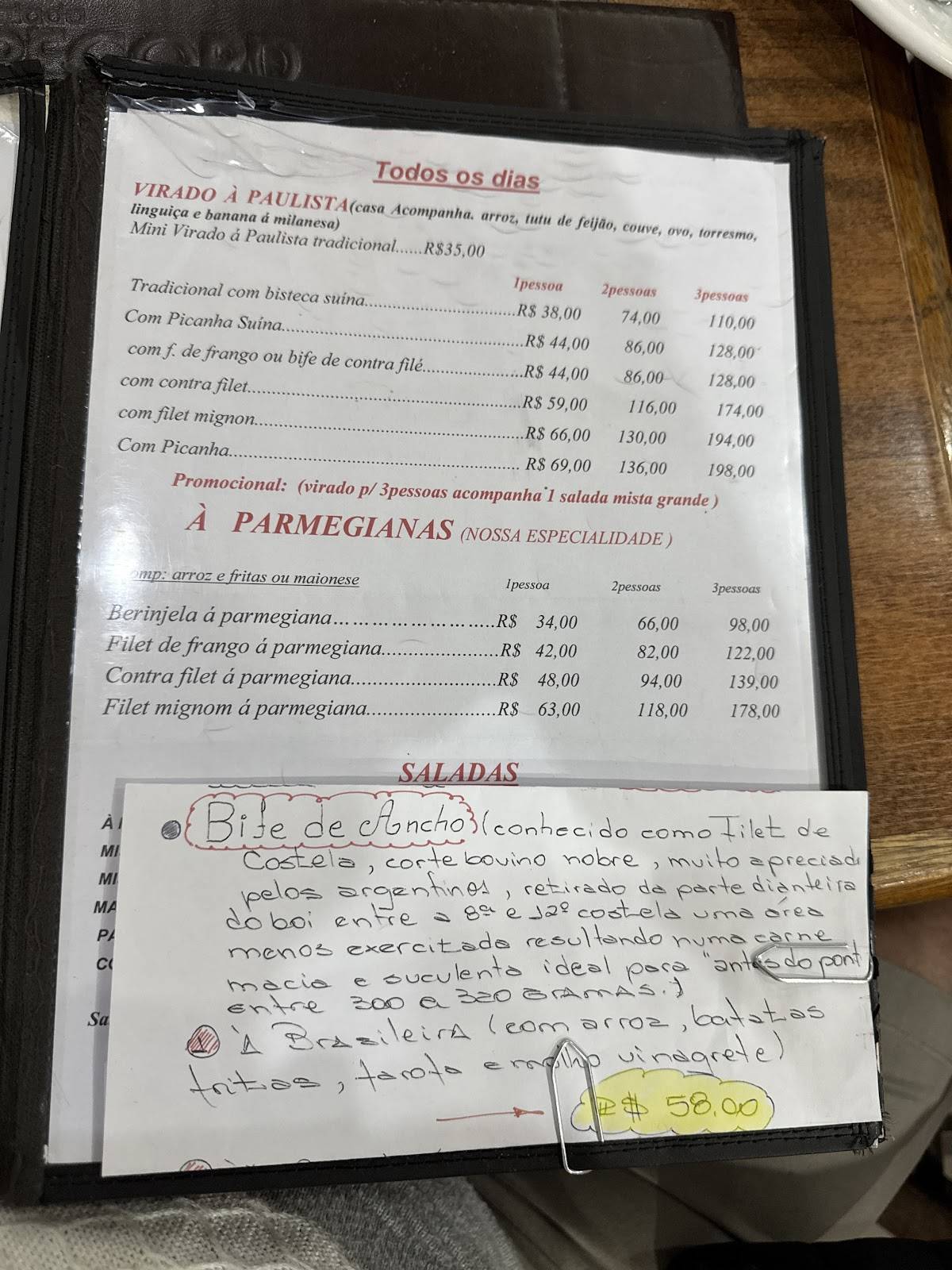 Salada Record cardápio