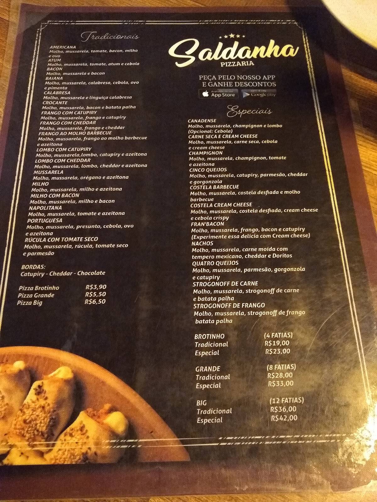 Saldanha Pizzaria cardápio