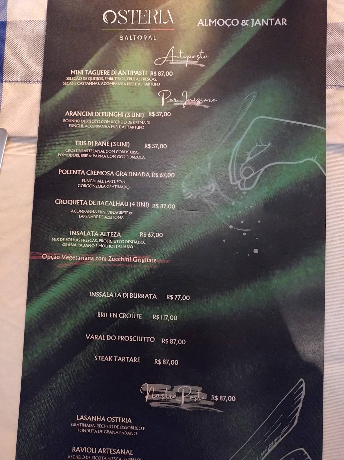 Osteria Saltoral cardápio