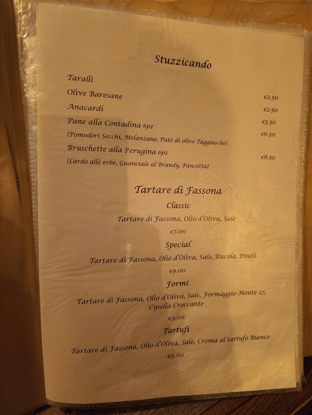 Menu di Salumeria Boccondivino 