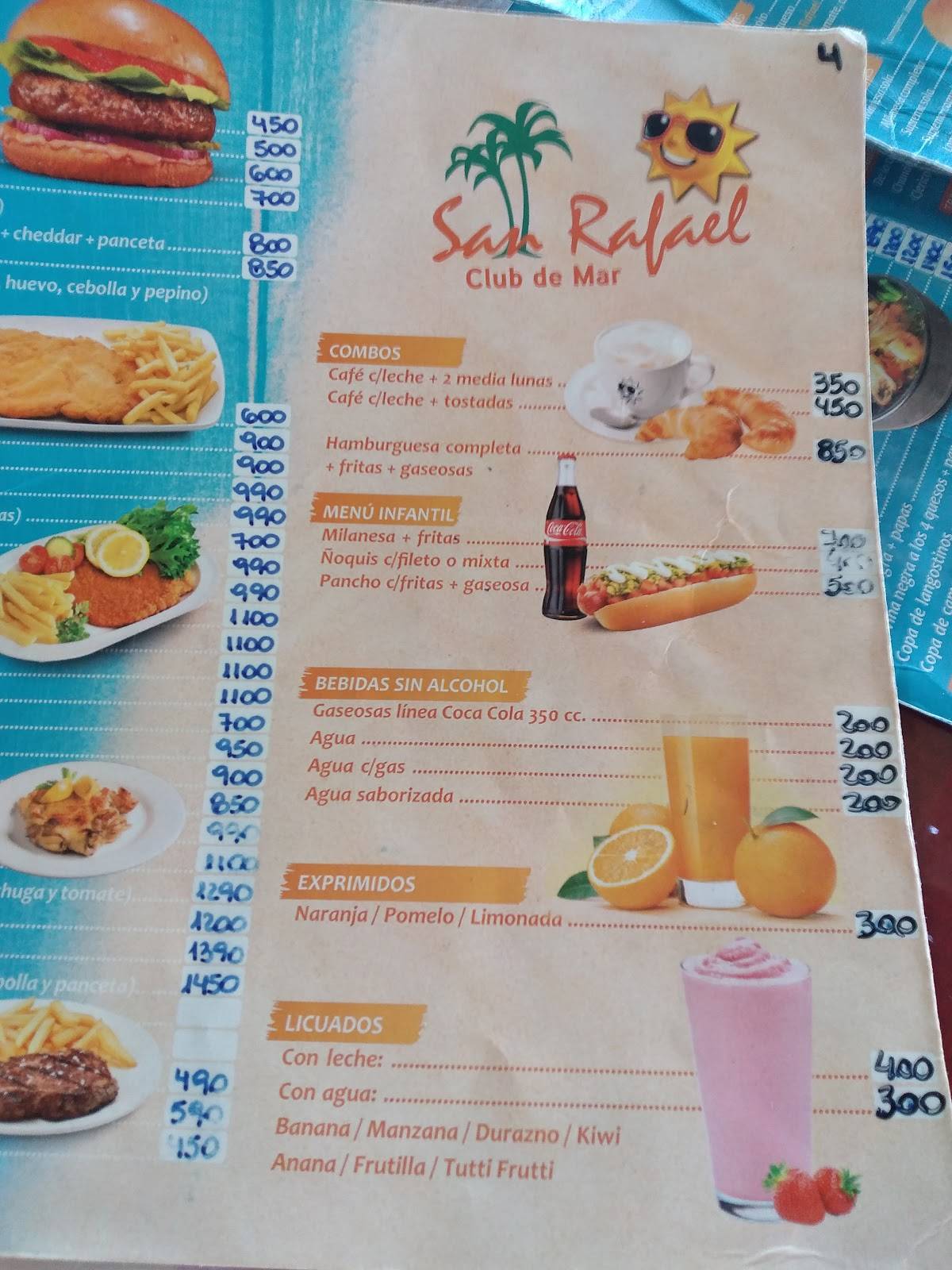 Carta De Restaurante San Rafael Mar De Ajó