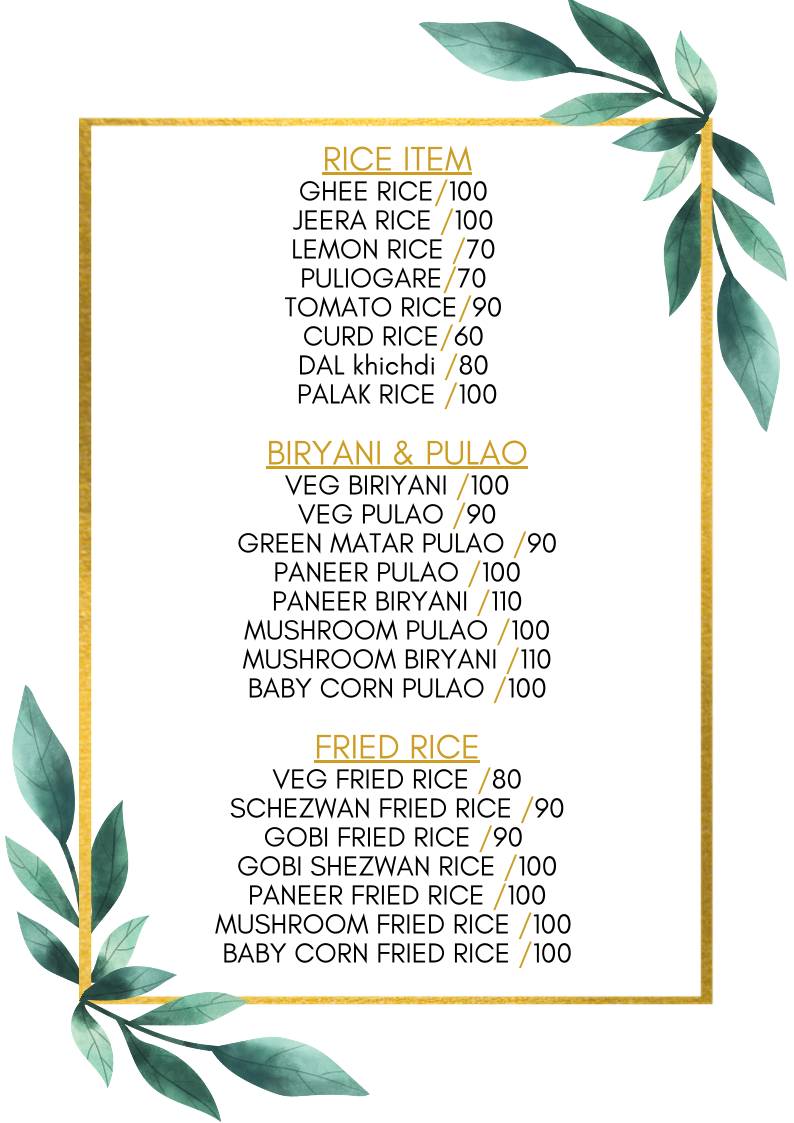 Sangeetha Restaurant menu
