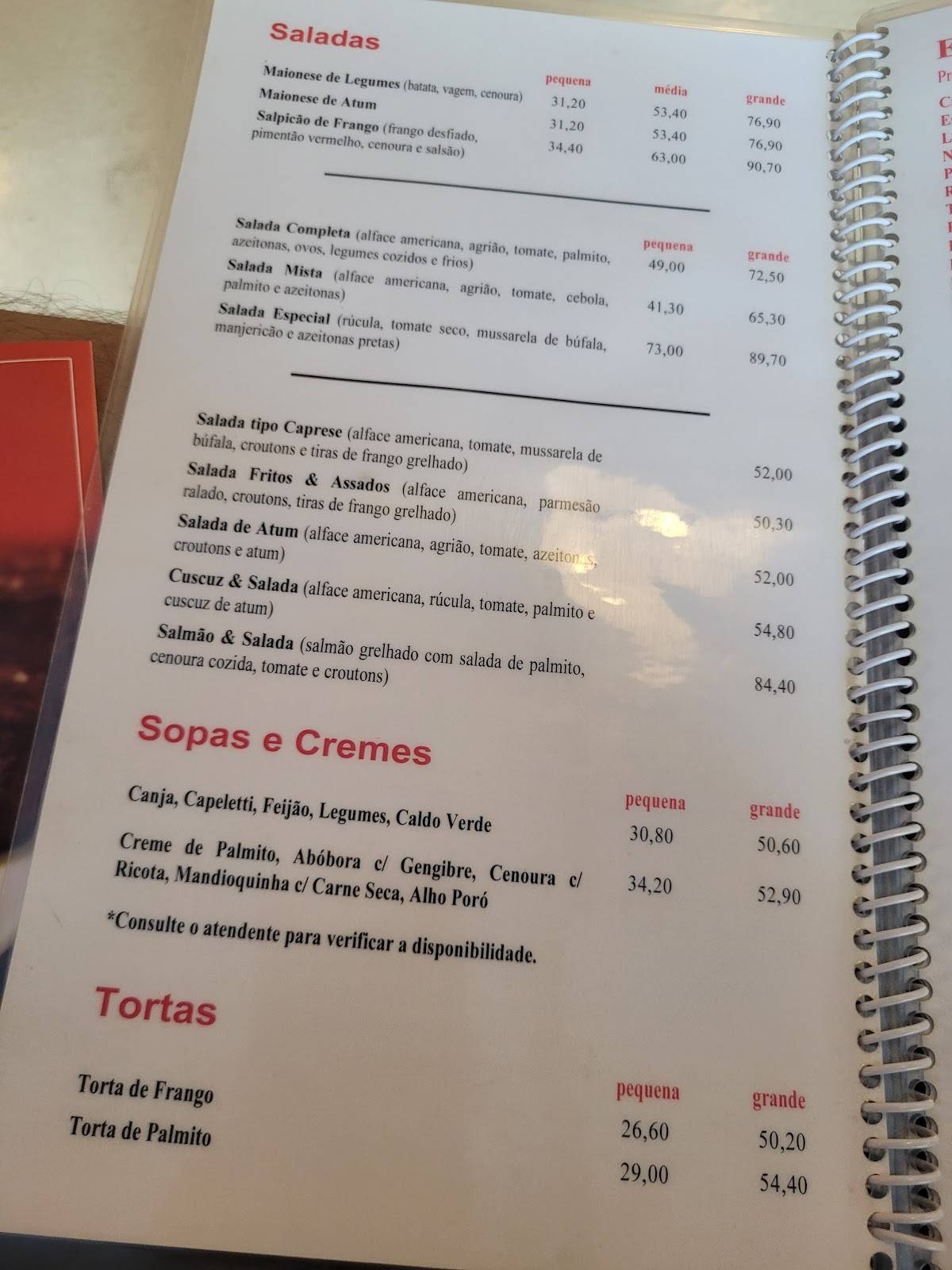 Fritos & Assados cardápio