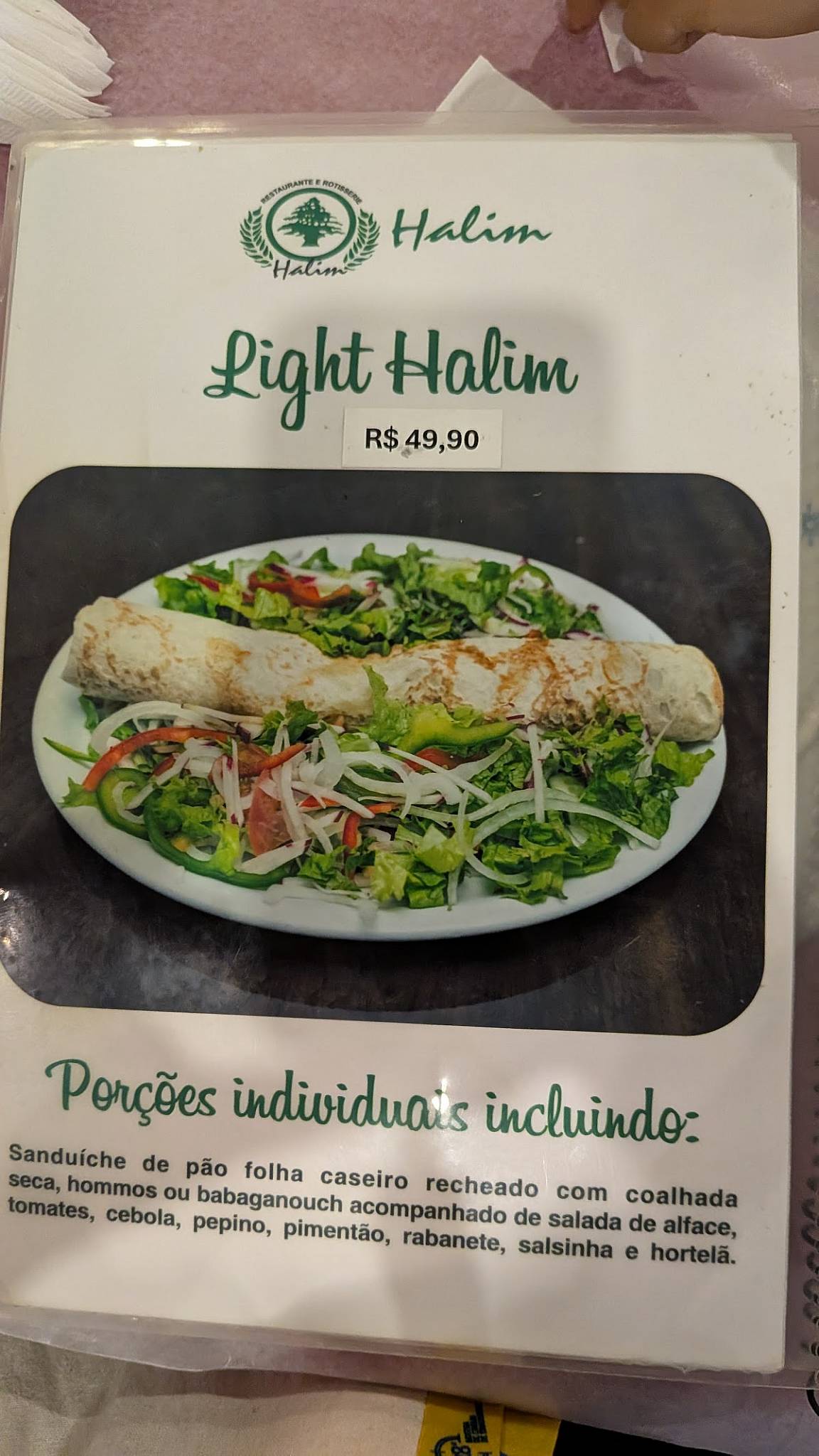 Halim cardápio