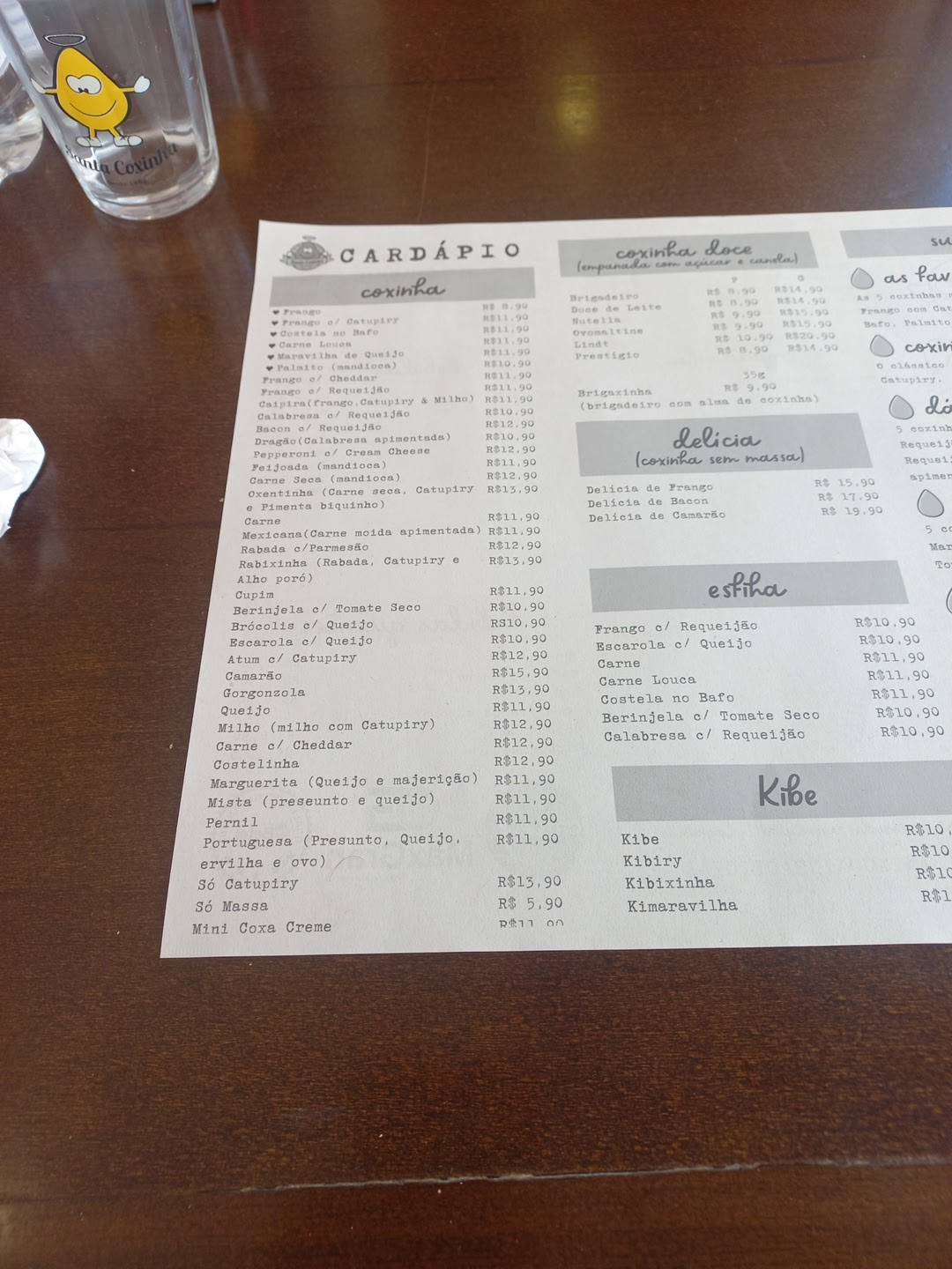 Santa Coxinha cardápio