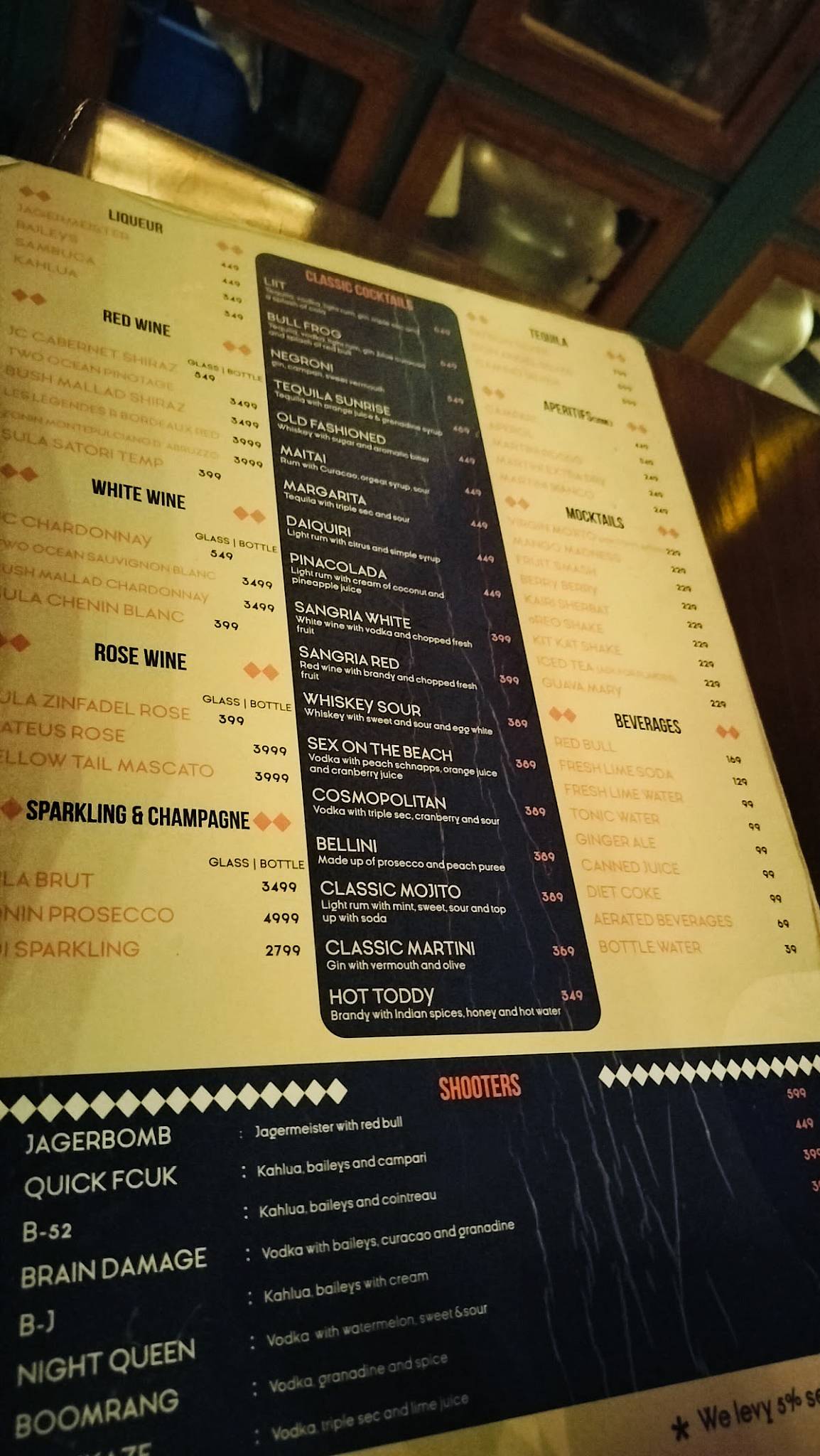 Sarki Lounge menu