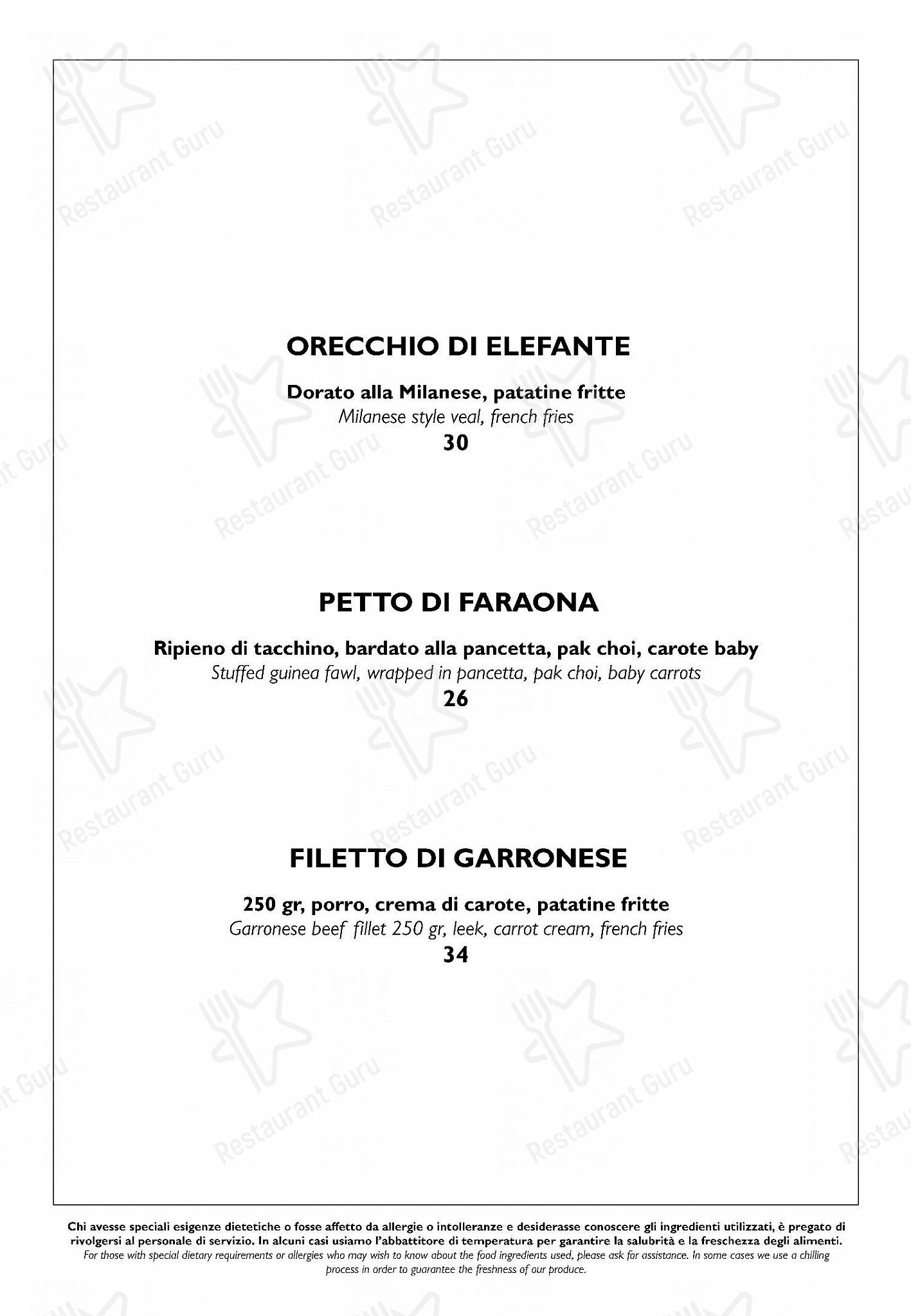 Menu per Satin in Como