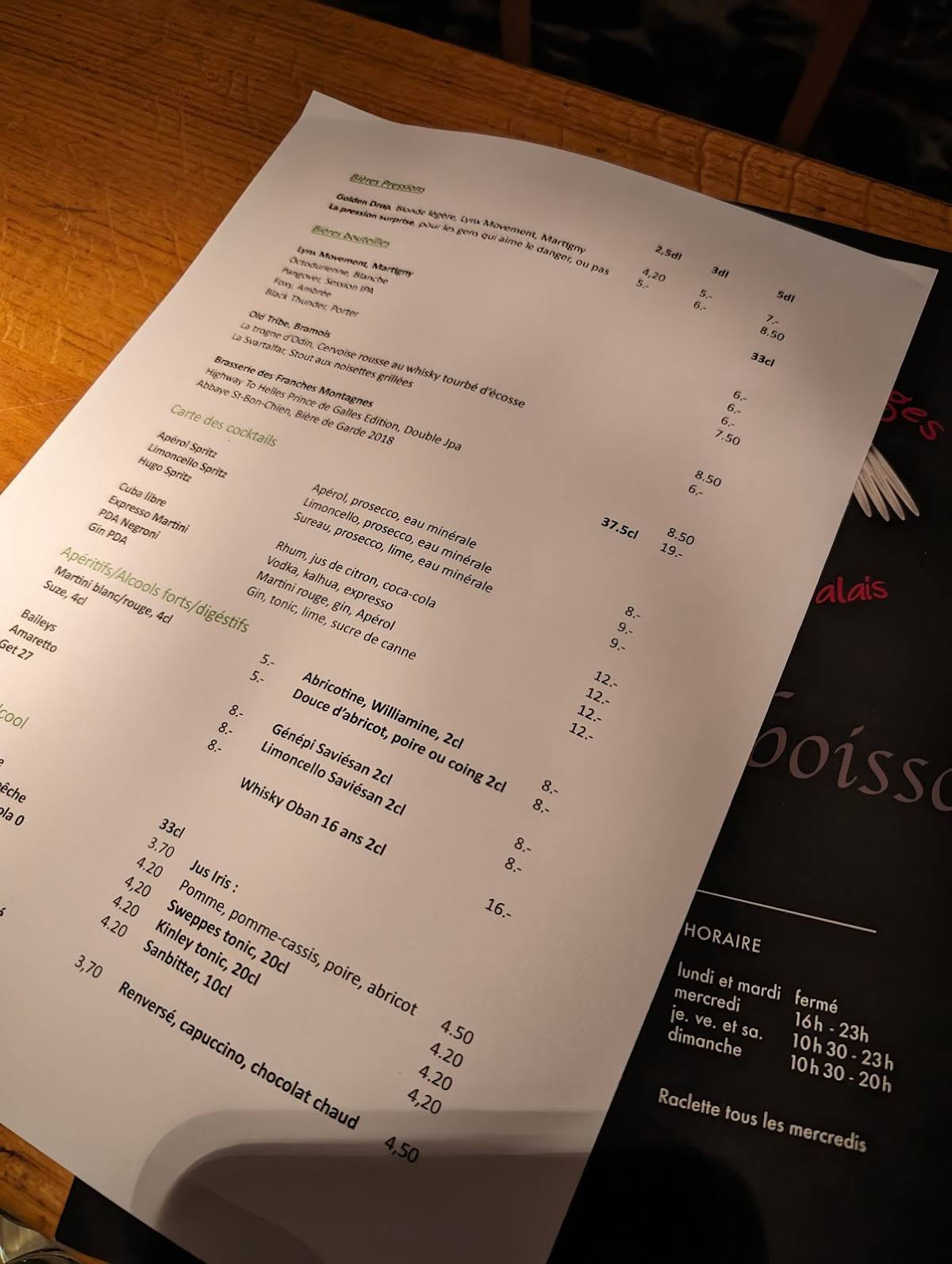 Menu di Caveau La PDA 